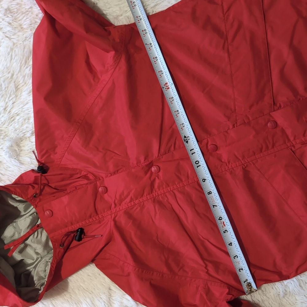 90s Vintage L.L. Bean Stowaway Rainwear Gore-Tex Red Rain Jacket Small - Picture 15 of 16